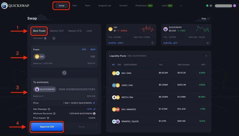 How to Use QuickSwap Exchange, How to Use QuickSwap, QuickSwap